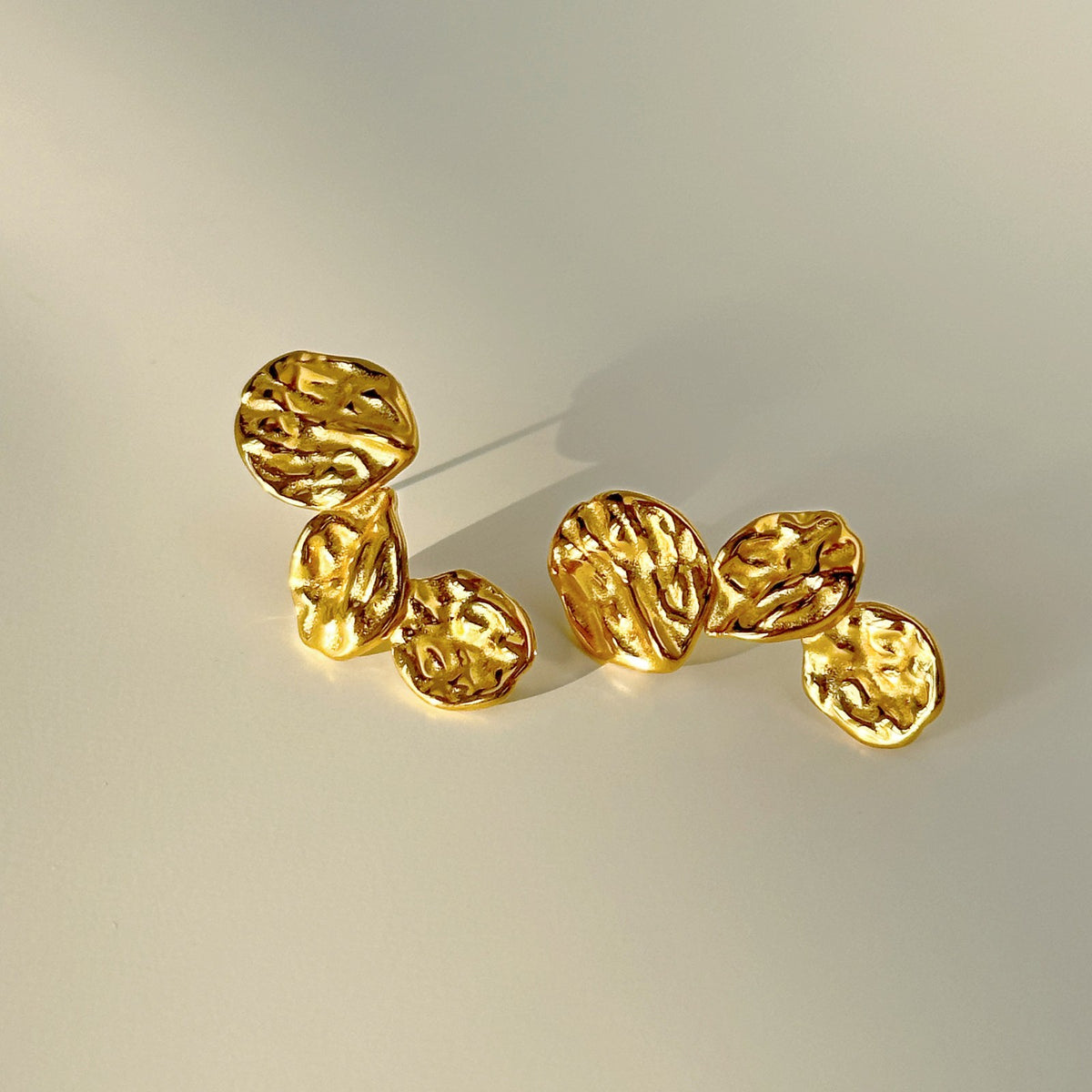18k Boho Textured Petal Drop Earrings