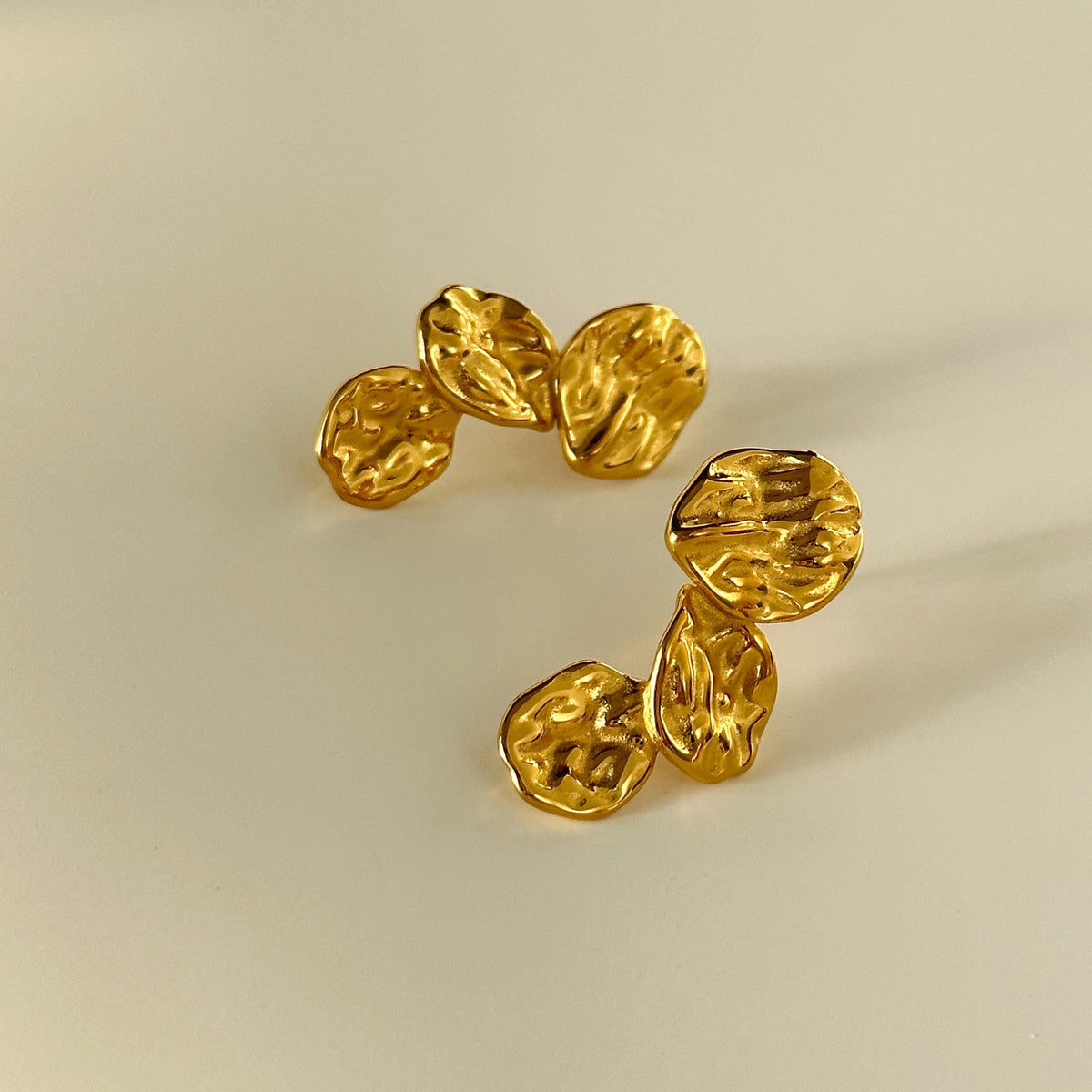 18k Boho Textured Petal Drop Earrings