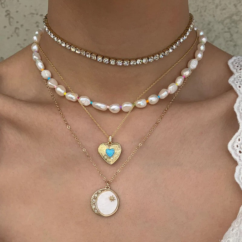Vintage Engraved Opal Heart Locket Necklace