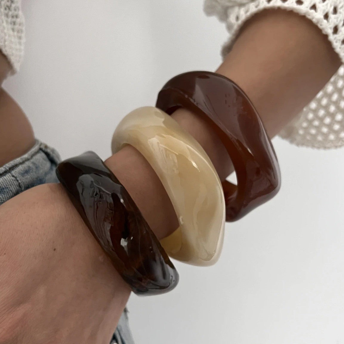 Classy Translucent Geometric Acrylic Bangle