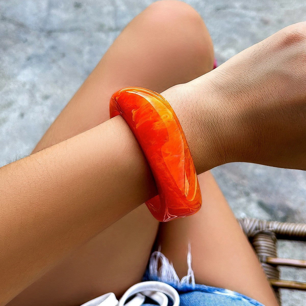 Classy Translucent Geometric Acrylic Bangle