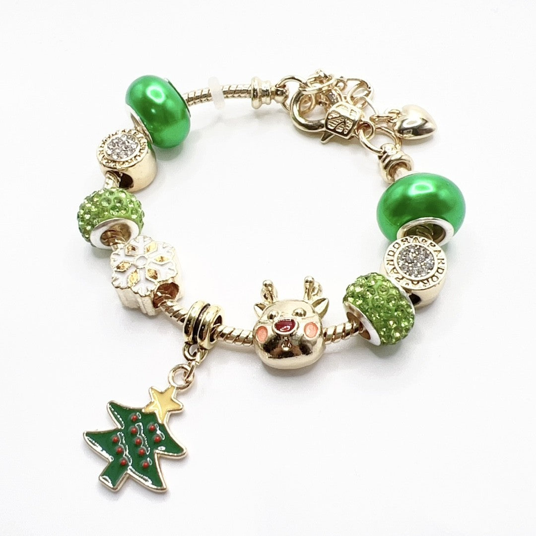 Festive Reindeer Snowflake Charm Bracelet