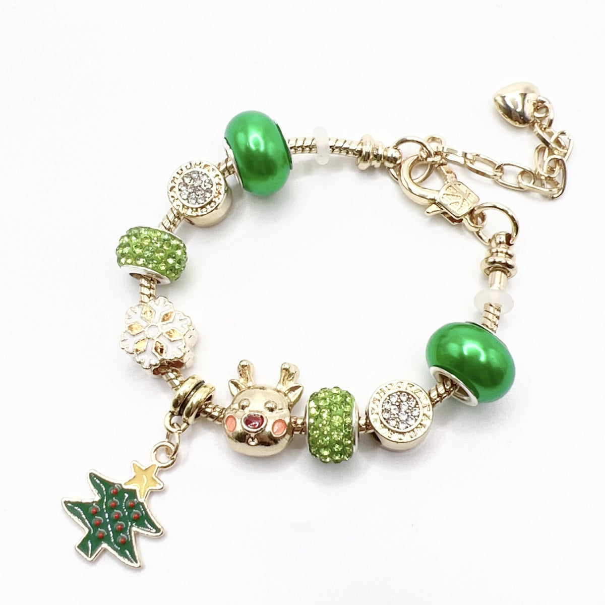 Festive Reindeer Snowflake Charm Bracelet