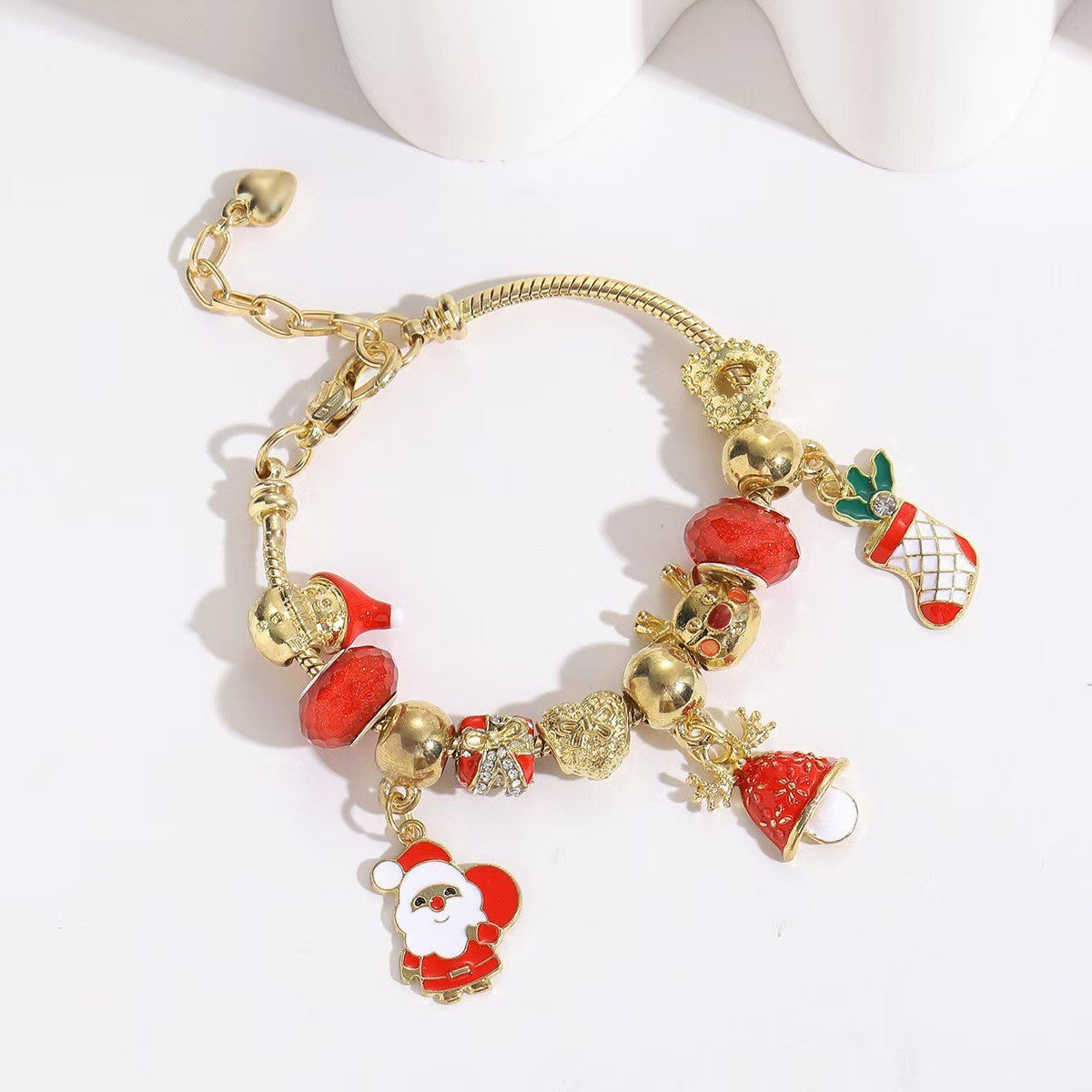 Festive Reindeer Snowflake Charm Bracelet