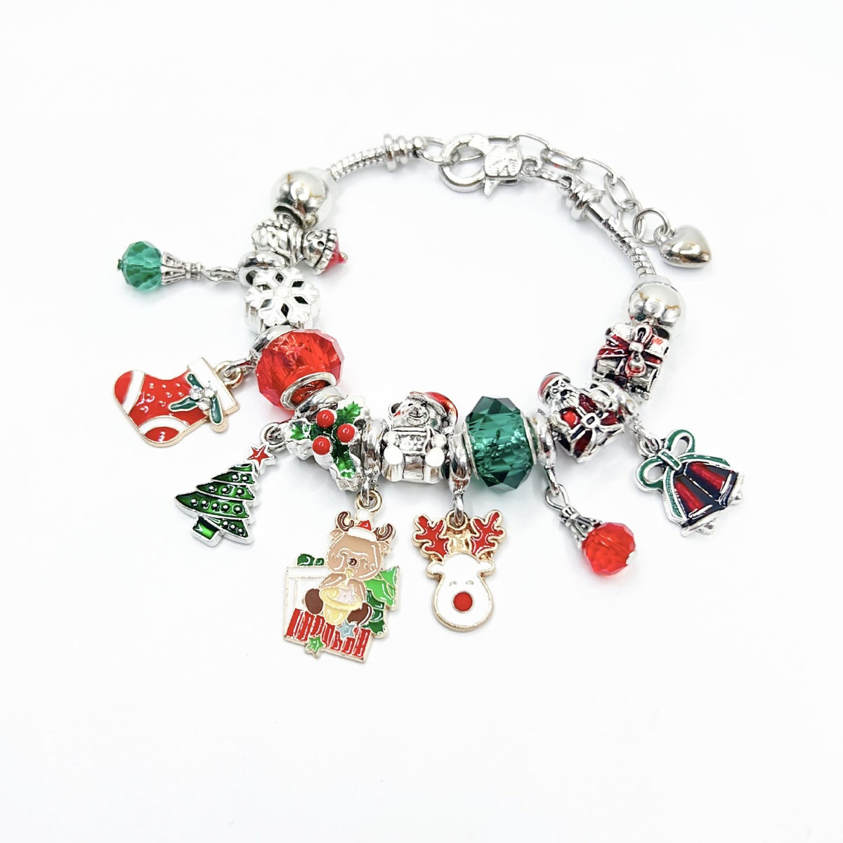Festive Reindeer Snowflake Charm Bracelet