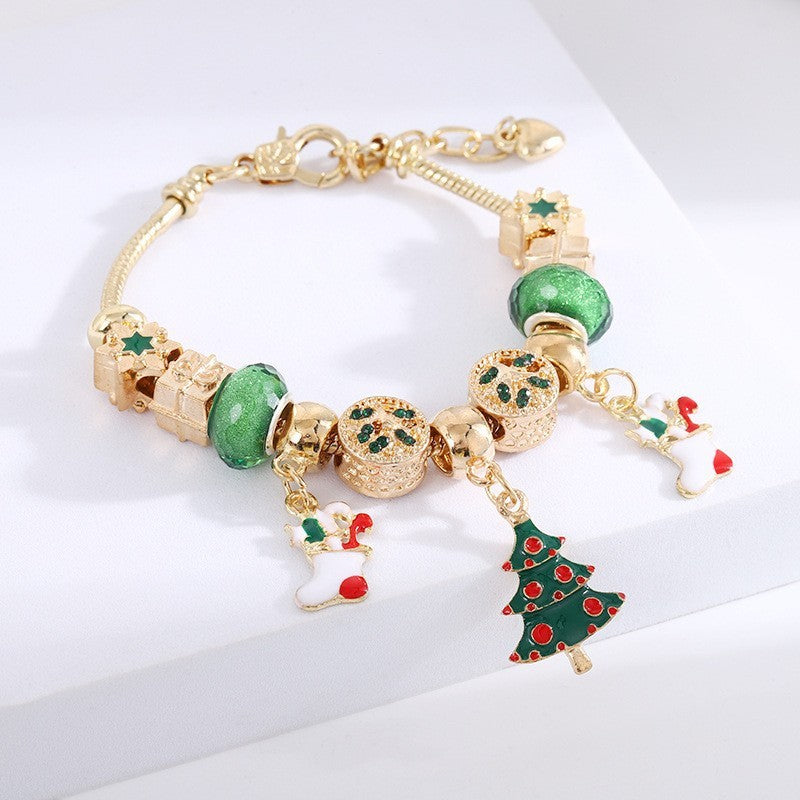 Festive Reindeer Snowflake Charm Bracelet