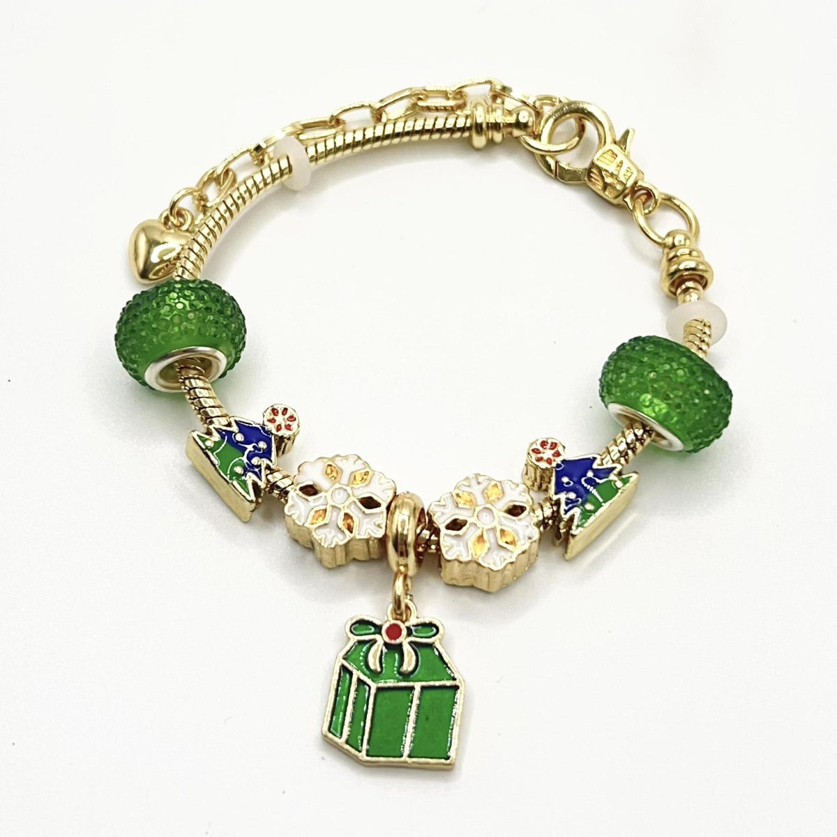 Festive Reindeer Snowflake Charm Bracelet