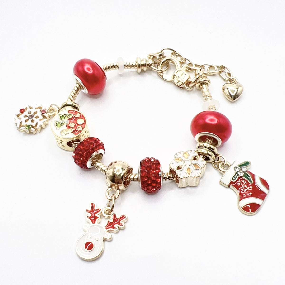 Festive Reindeer Snowflake Charm Bracelet
