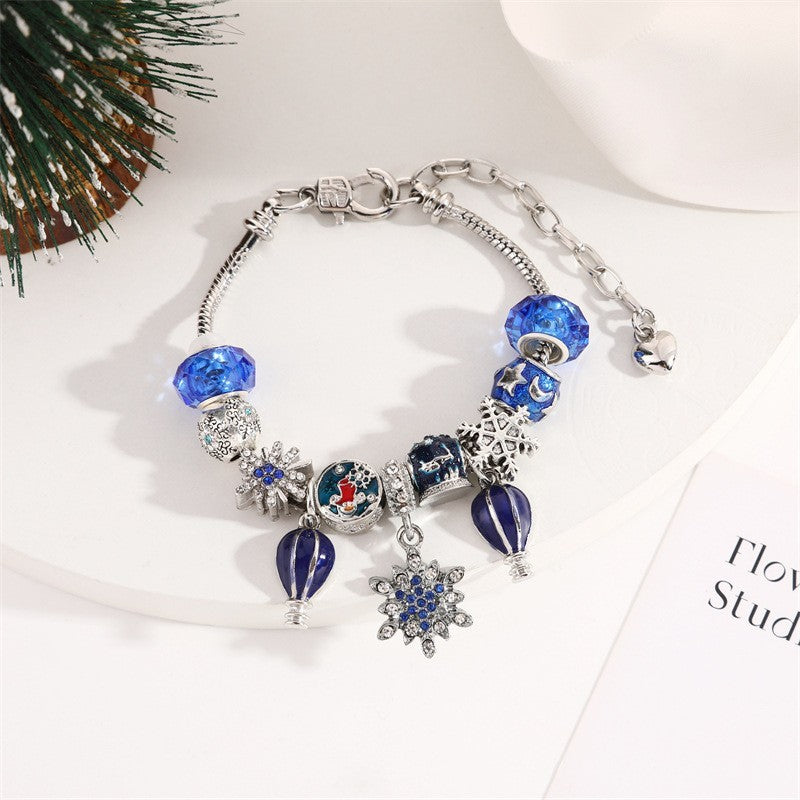 Festive Reindeer Snowflake Charm Bracelet
