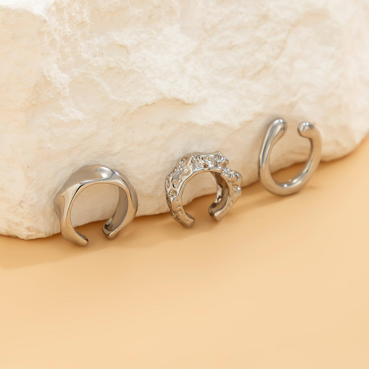 3pc Classy Textured Geometric Ear Cuff Set