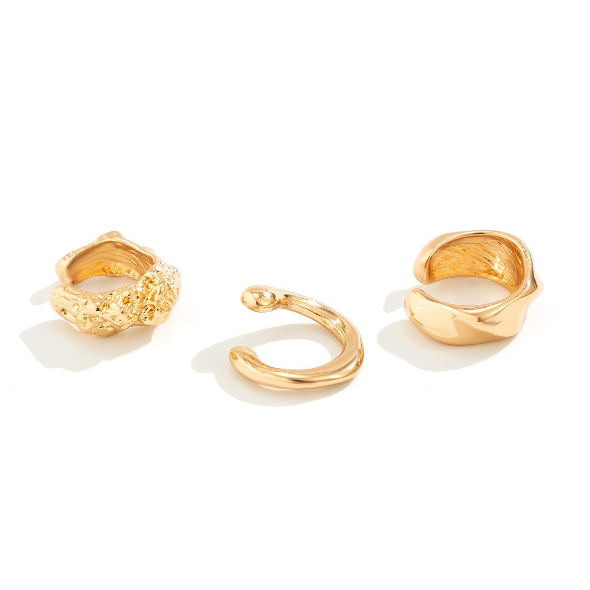 3pc Classy Textured Geometric Ear Cuff Set