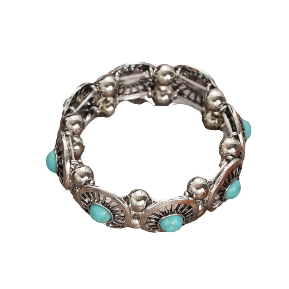 Vintage Boho Turquoise Filigree Stretch Bracelet