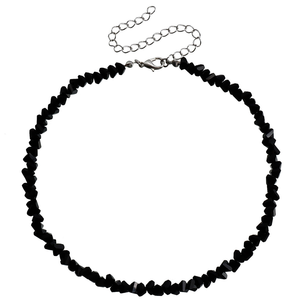 Classy Black Crystal Chip Choker Necklace