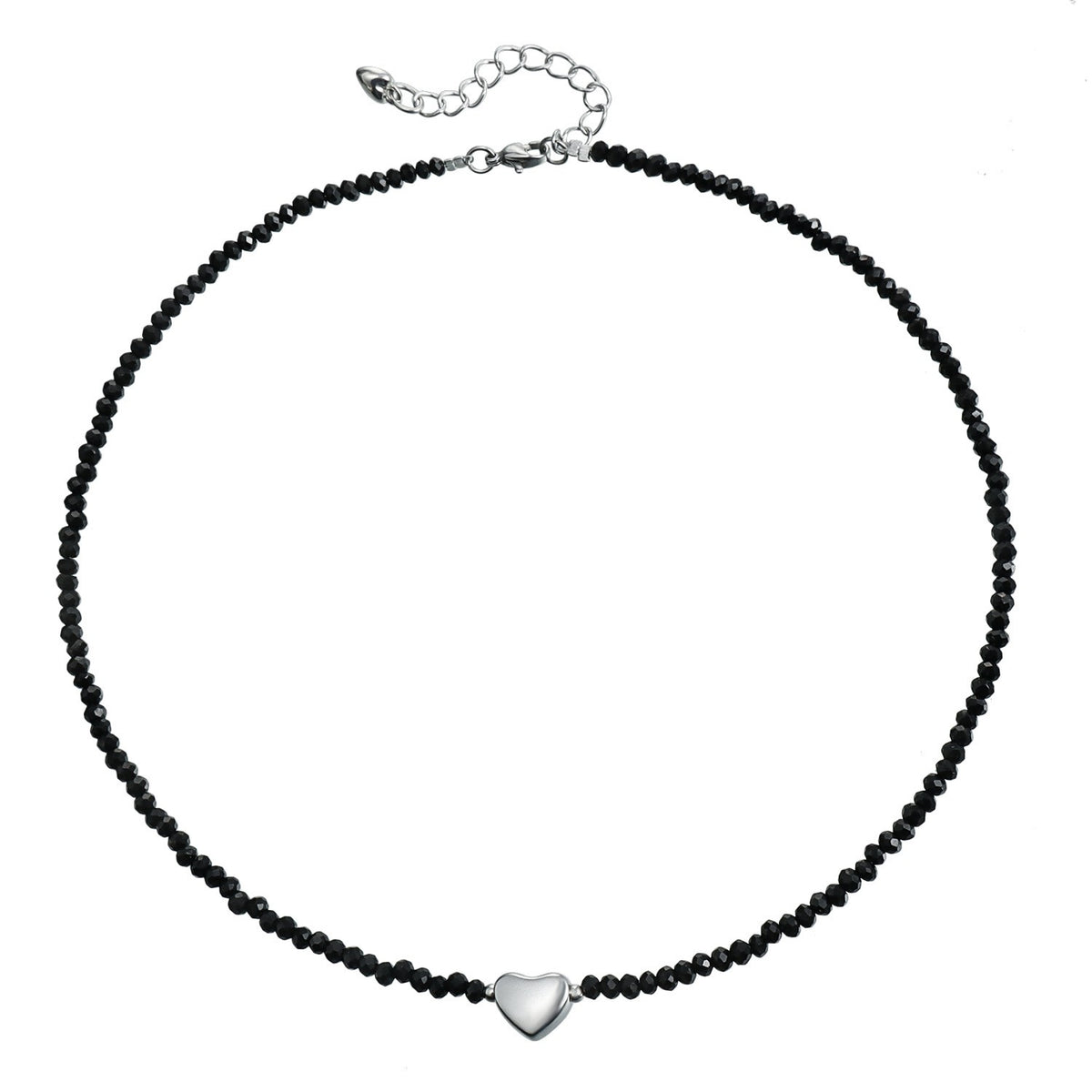 Classy Black Crystal Chip Choker Necklace