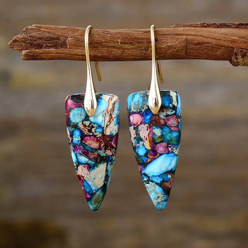 Boho Multicolor Stone Teardrop Earrings