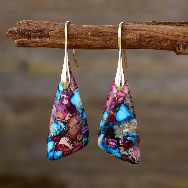 Boho Multicolor Stone Teardrop Earrings