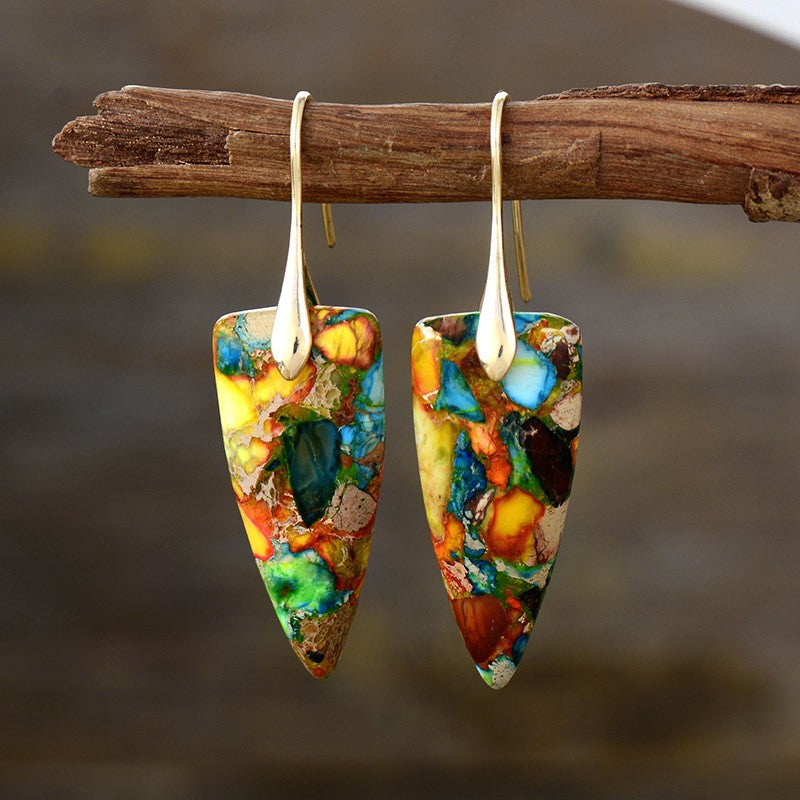 Boho Multicolor Stone Teardrop Earrings