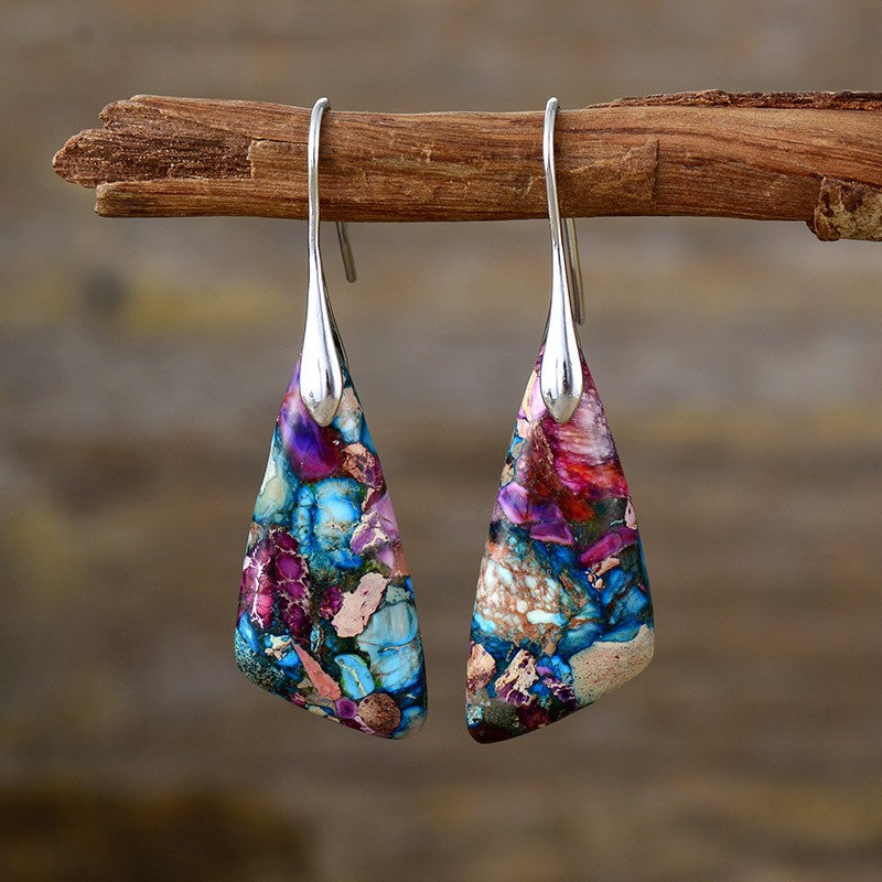 Boho Multicolor Stone Teardrop Earrings