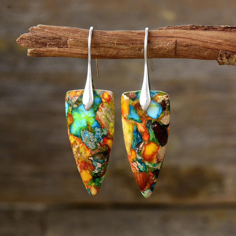 Boho Multicolor Stone Teardrop Earrings