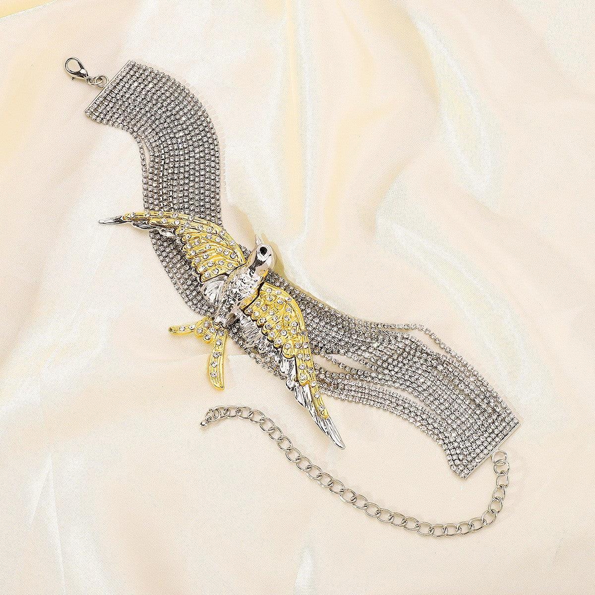 Elegant Multi-Strand Crystal Bird Choker