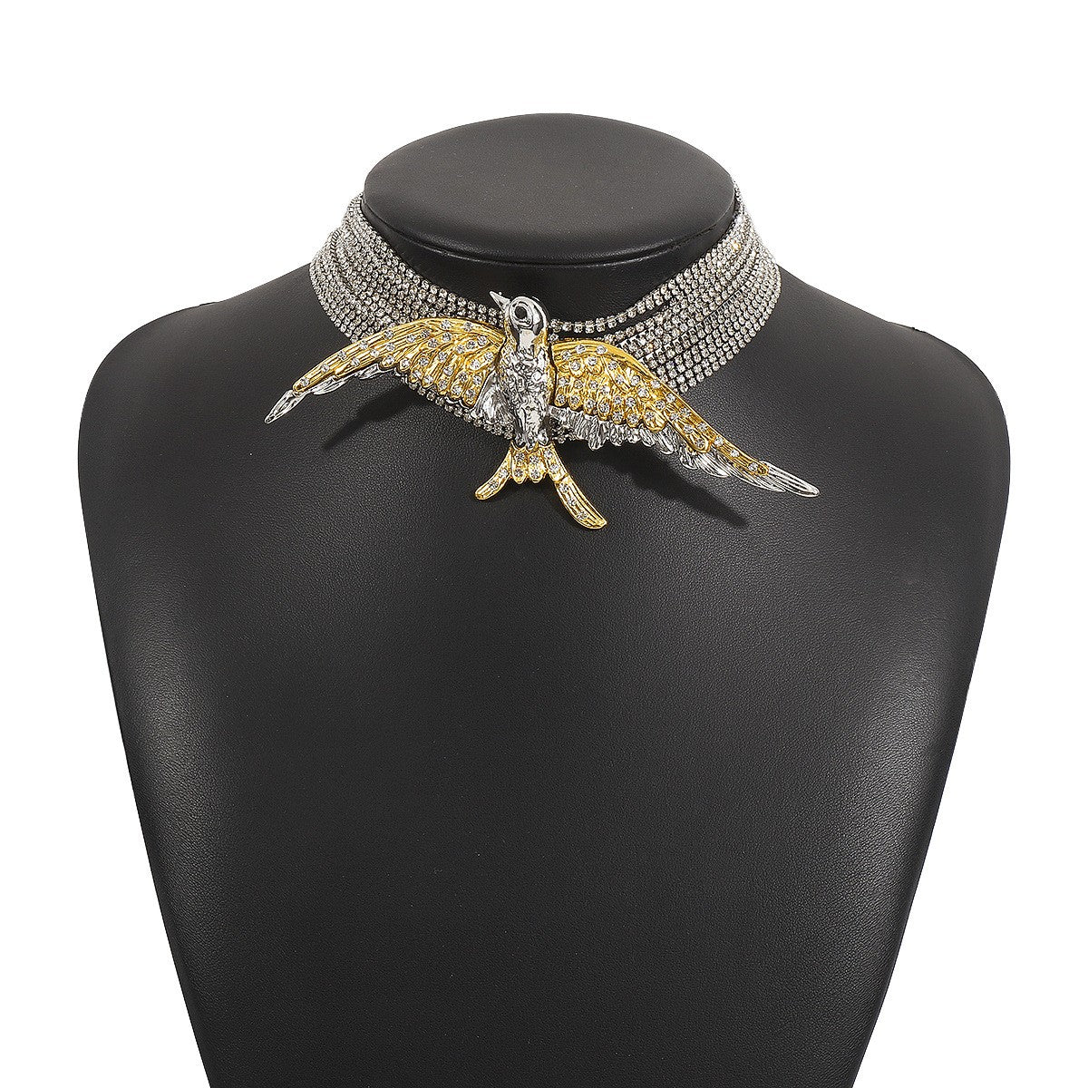 Elegant Multi-Strand Crystal Bird Choker