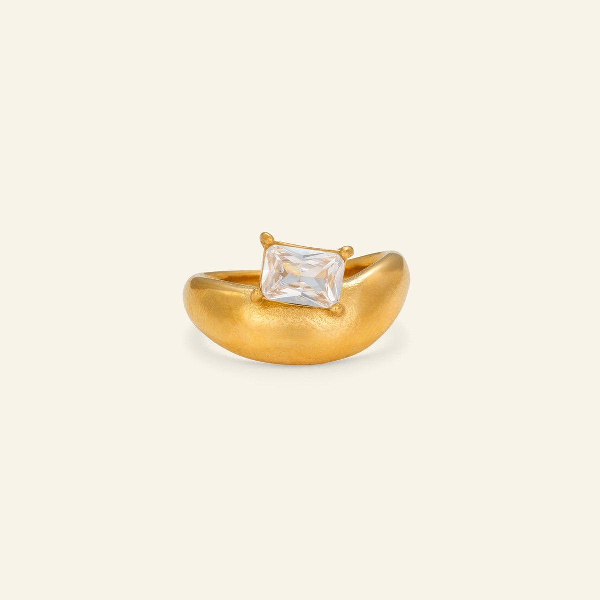 Classy Curved Baguette Zircon Ring