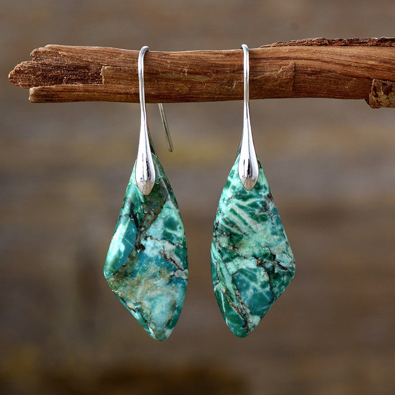 Boho Marbled Purple Stone Drop Earrings