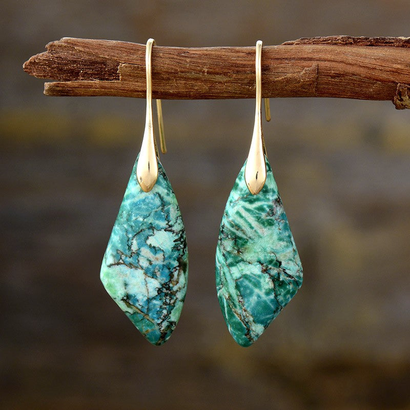 Boho Marbled Purple Stone Drop Earrings