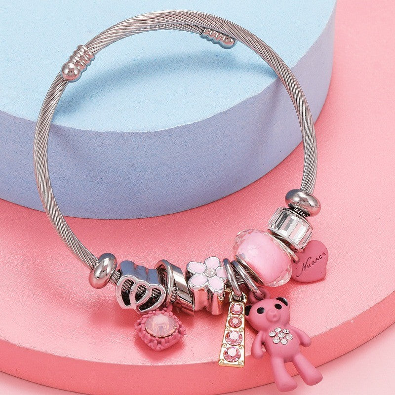 Classy Teddy Bear Charm Bracelet