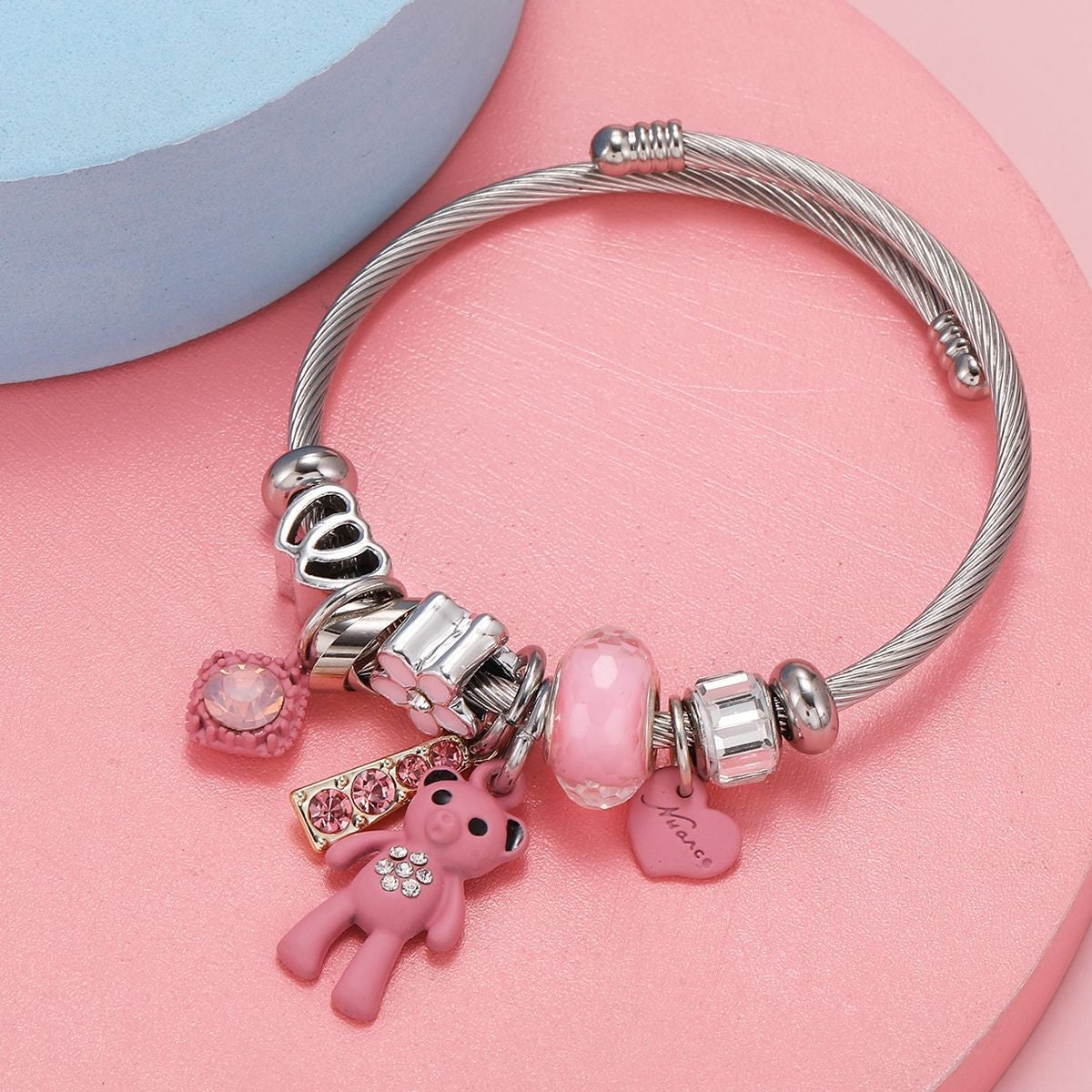 Classy Teddy Bear Charm Bracelet