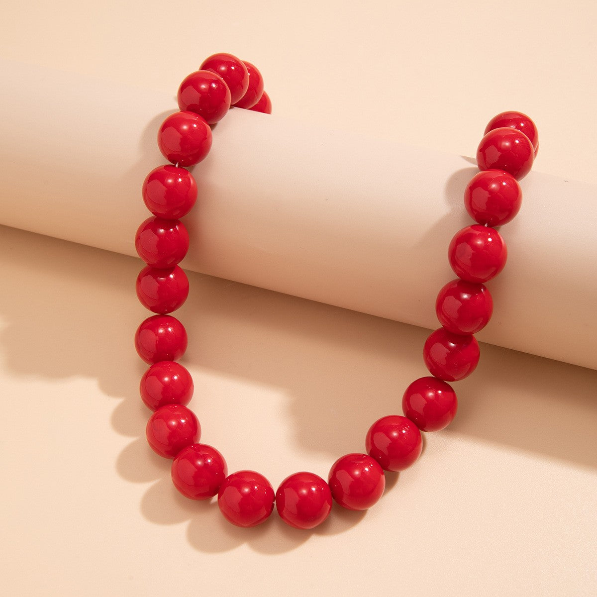 Statement Red Acrylic Bead Collar Necklace