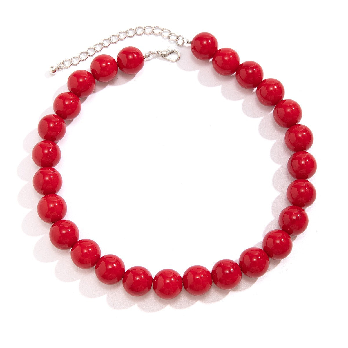 Statement Red Acrylic Bead Collar Necklace