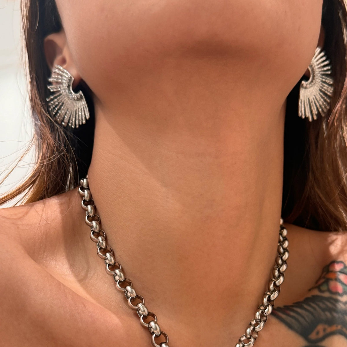 18k Boho Textured Sunburst Hoop Earrings