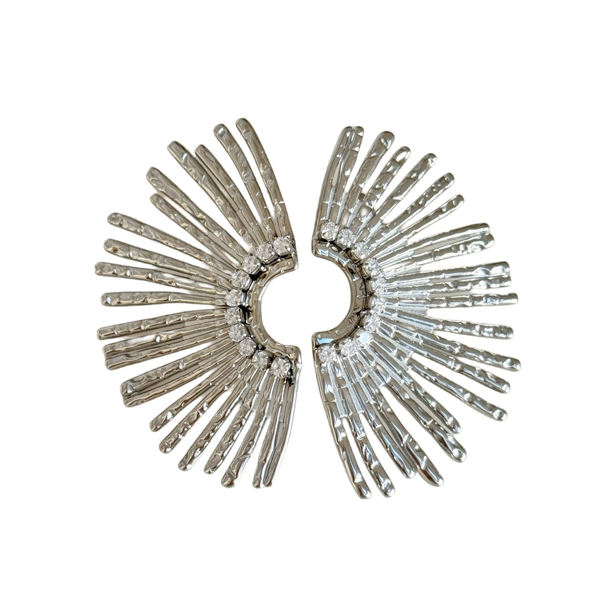 18k Boho Textured Sunburst Hoop Earrings