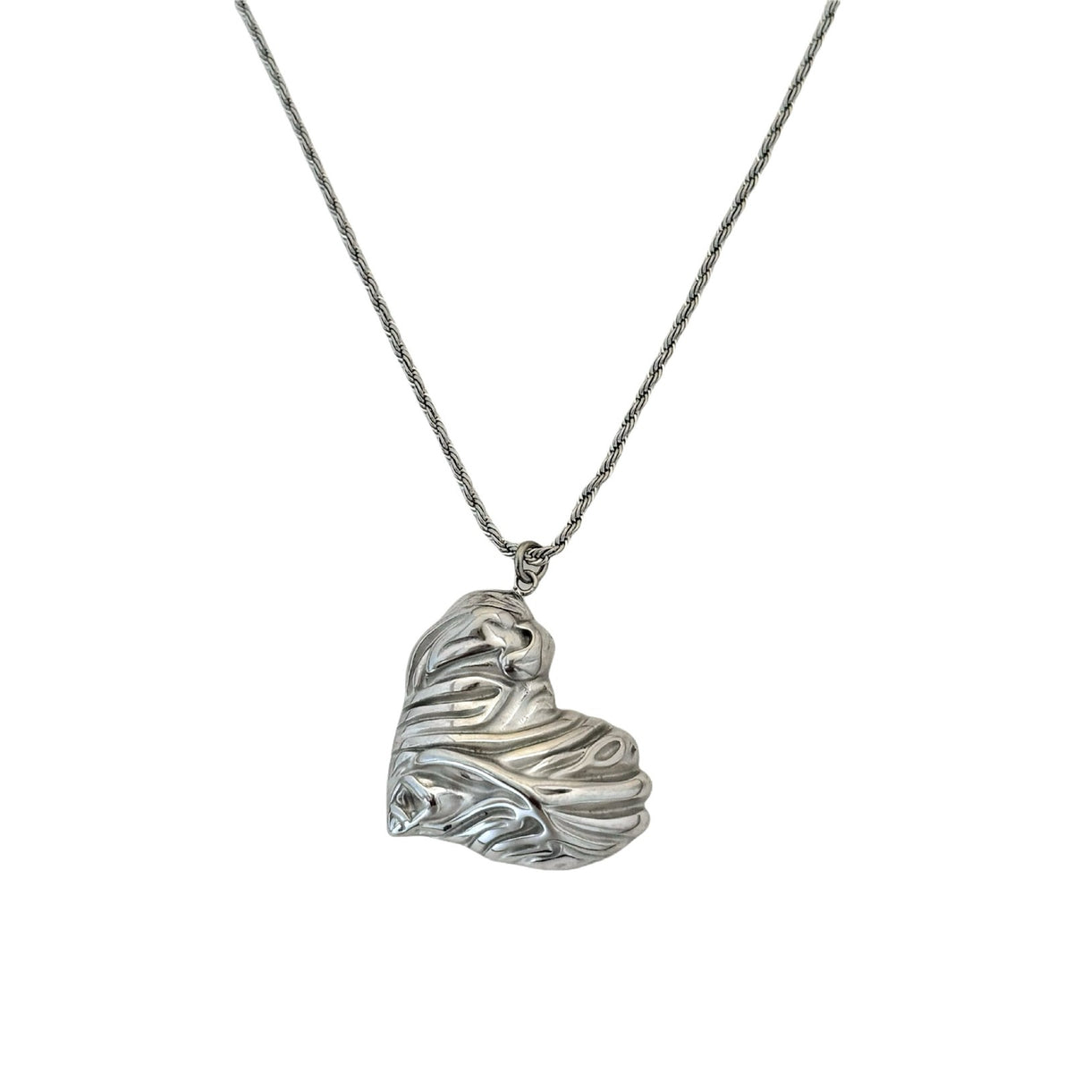 Vintage Textured Heart Necklace and Earring Set