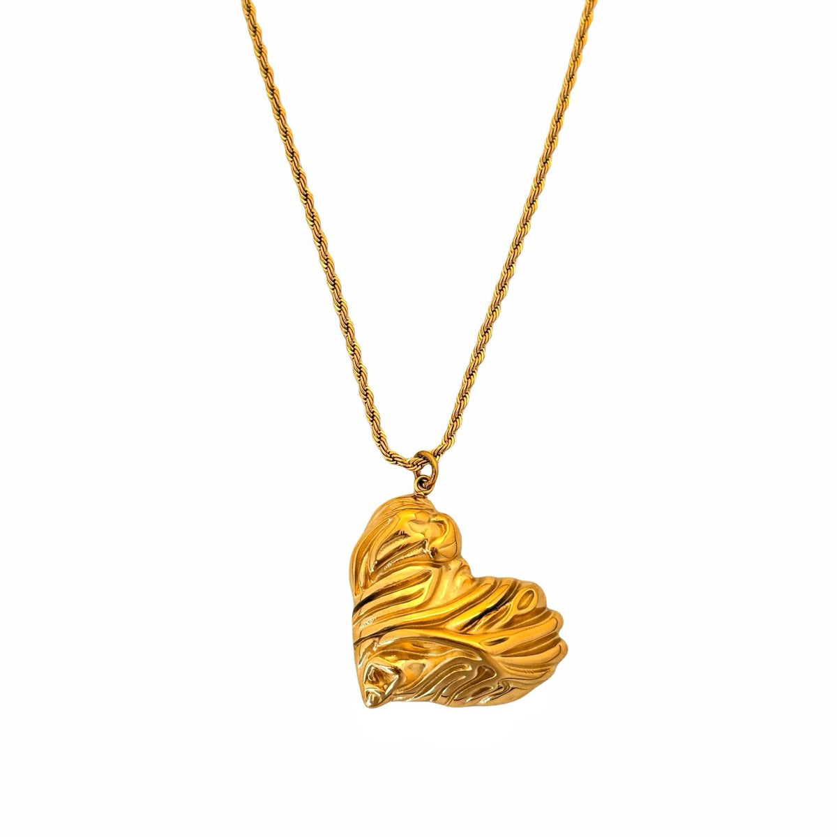 Vintage Textured Heart Necklace and Earring Set