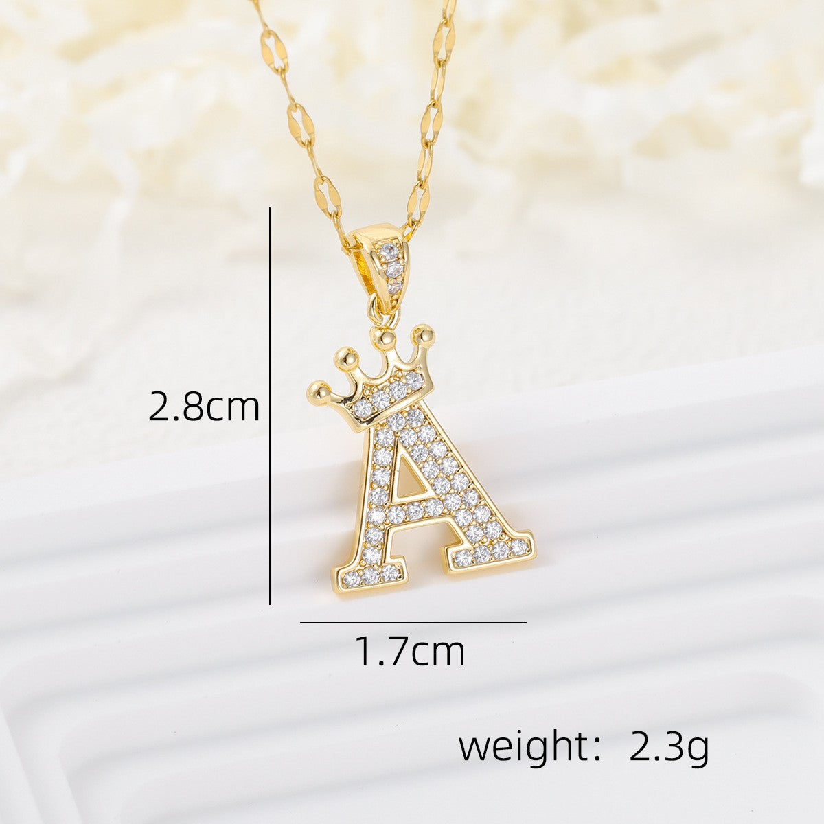 Dainty Crown Initial Letter Necklace
