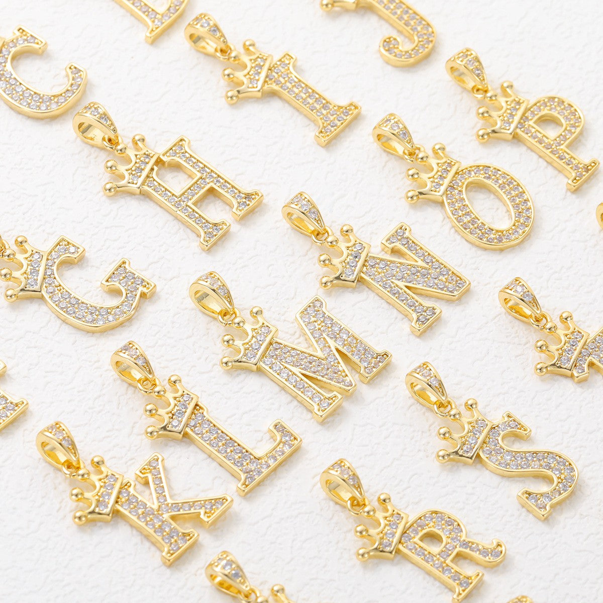 Dainty Crown Initial Letter Necklace