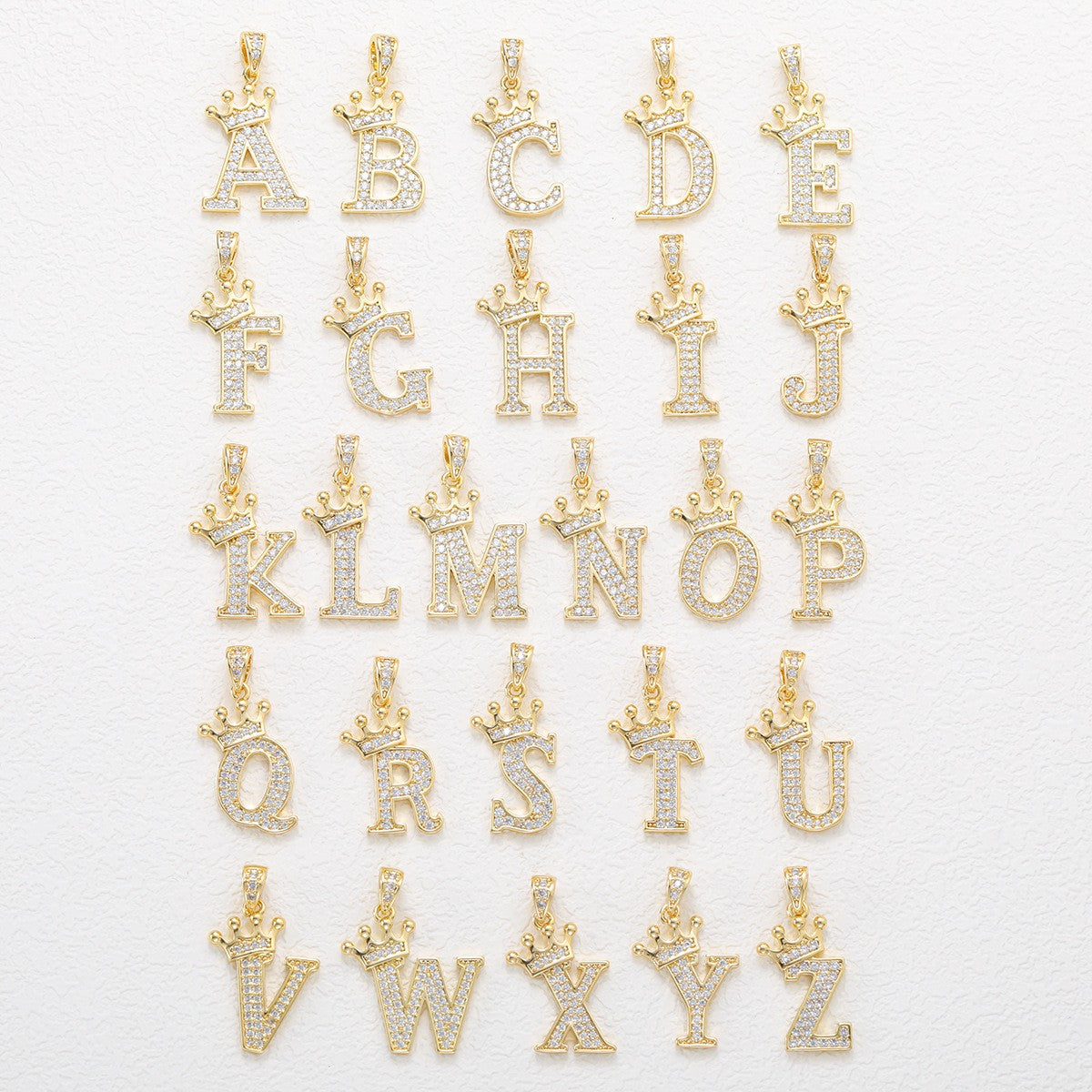 Dainty Crown Initial Letter Necklace