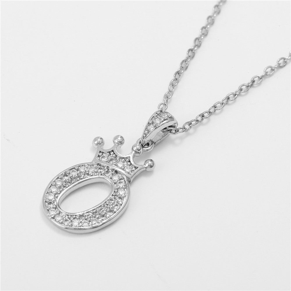 Dainty Crown Initial Letter Necklace