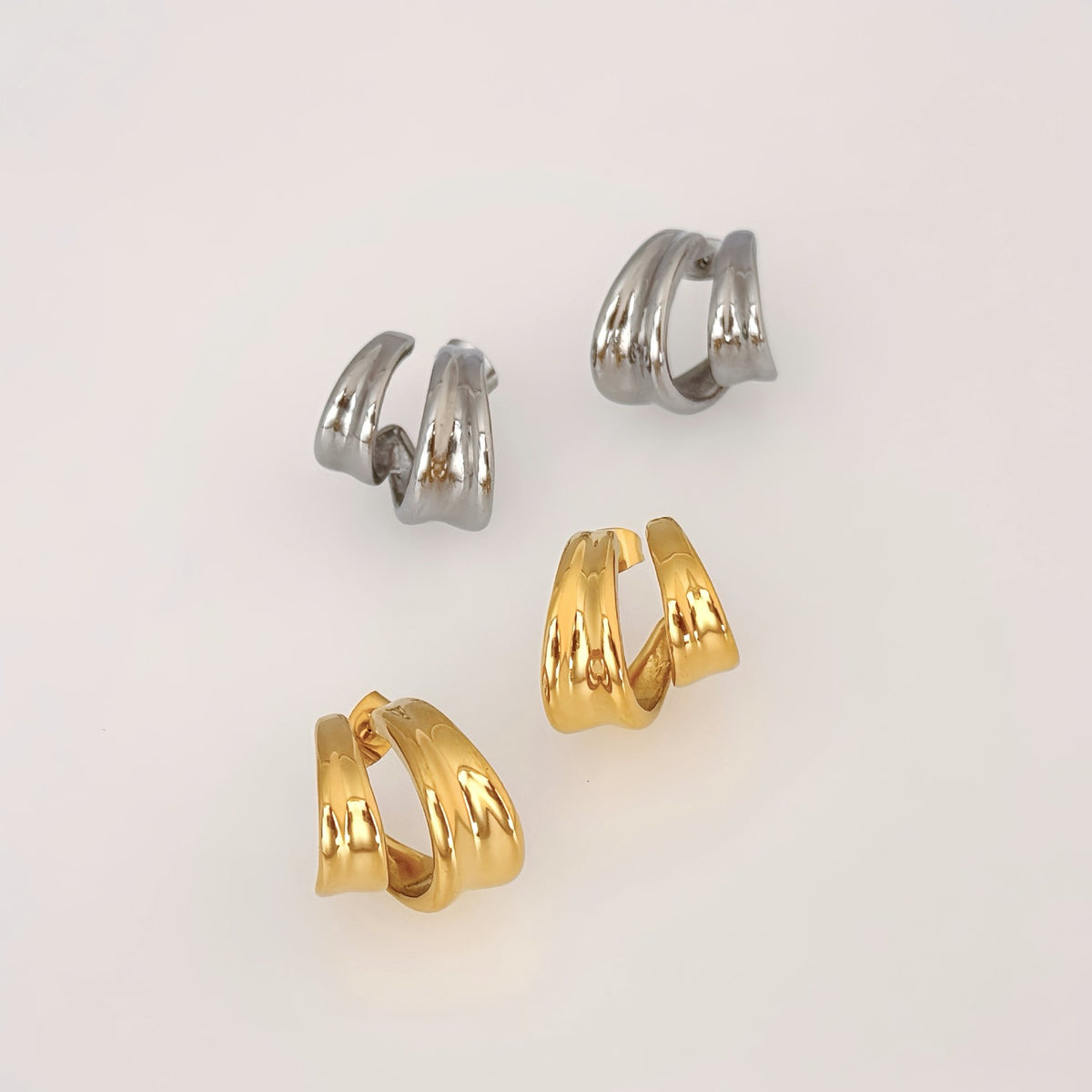 18k Classy Double Layer Hoop Earrings