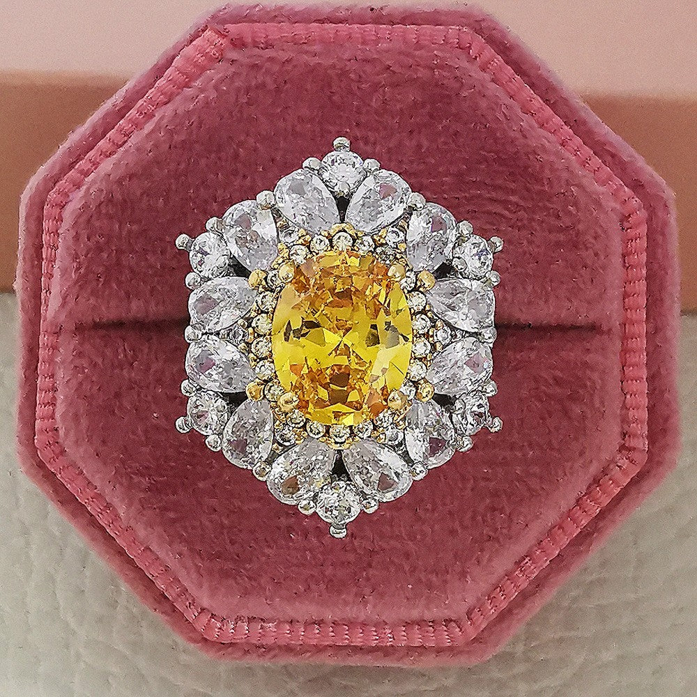 Classy Yellow Oval Halo Ring