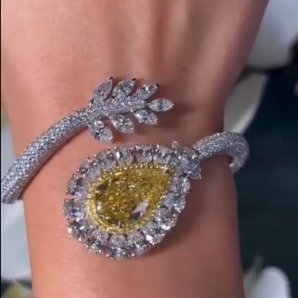 Classy Pear Shape CZ Open Bangle