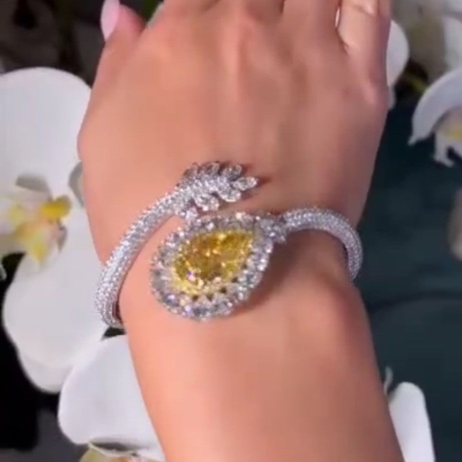 Classy Pear Shape CZ Open Bangle