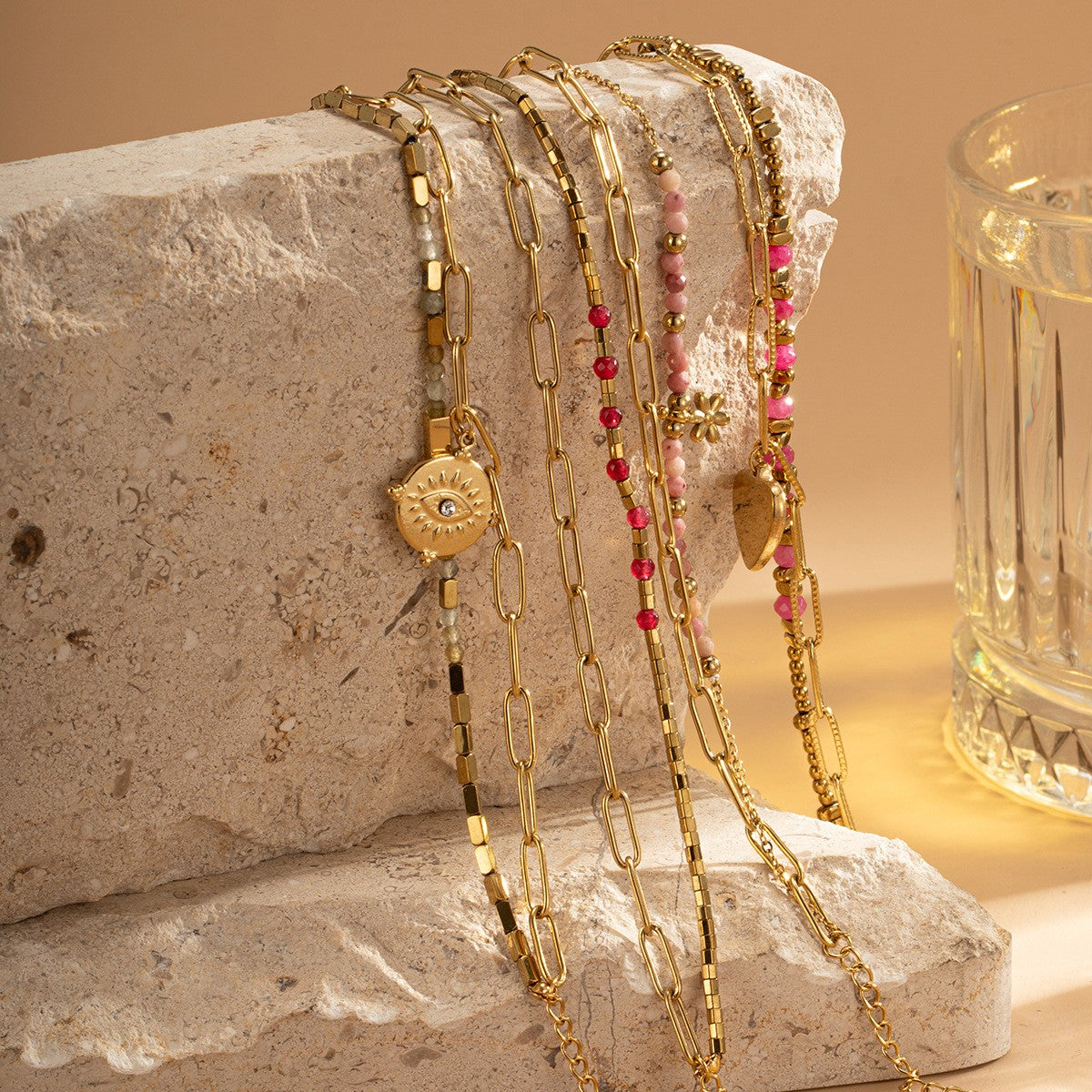 Boho Lapis Evil Eye Bracelet Set