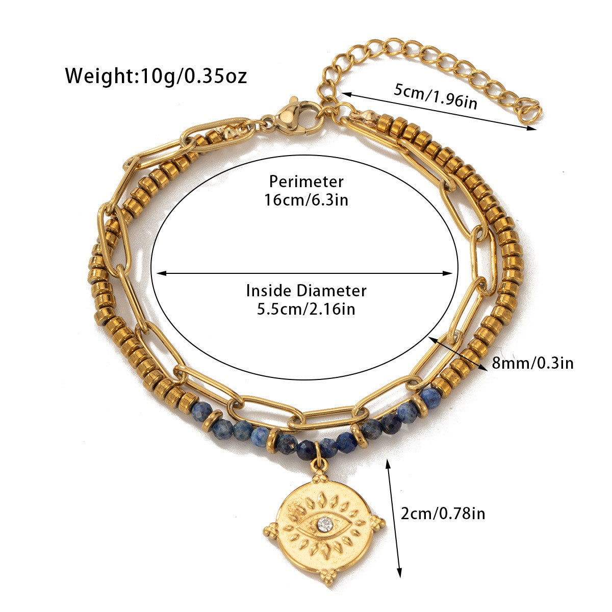 Boho Lapis Evil Eye Bracelet Set