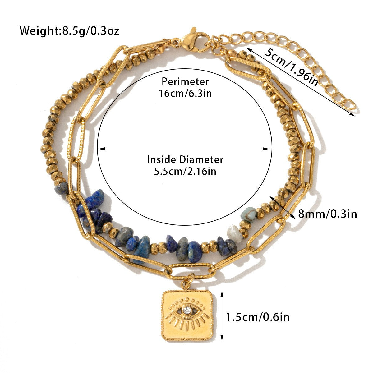 Boho Lapis Evil Eye Bracelet Set