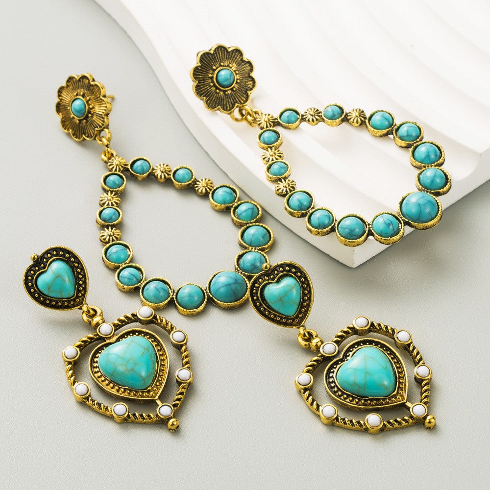 Vintage Boho Turquoise Drop Earring Set