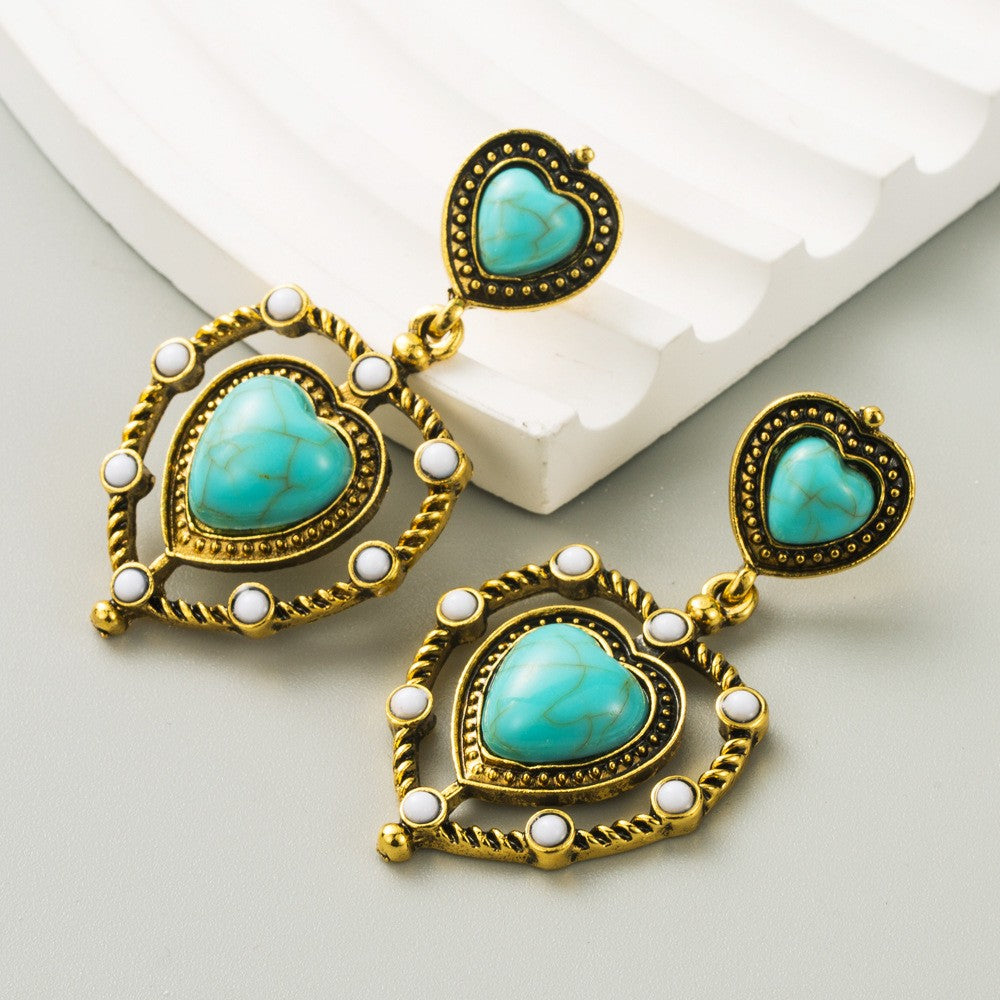 Vintage Boho Turquoise Drop Earring Set