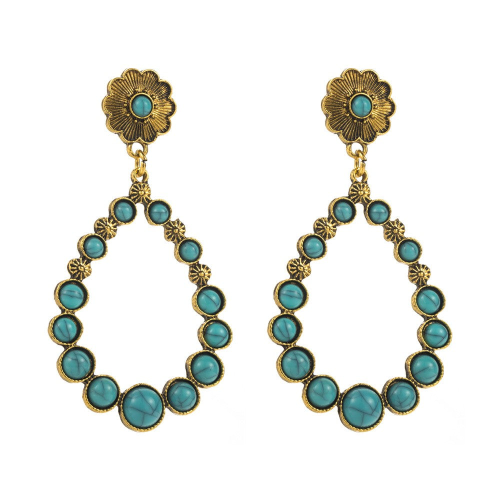 Vintage Boho Turquoise Drop Earring Set
